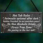 Chalkboard Hot Tub Rules Hanging Plaque Summer House Garden Sign