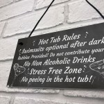 Chalkboard Hot Tub Rules Hanging Plaque Summer House Garden Sign