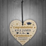 PERSONALISED Congratulations Wood Heart Graduation Leaving Gift
