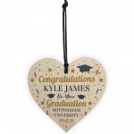 PERSONALISED Congratulations Wood Heart Graduation Leaving Gift