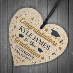 PERSONALISED Congratulations Wood Heart Graduation Leaving Gift