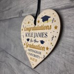 PERSONALISED Congratulations Wood Heart Graduation Leaving Gift