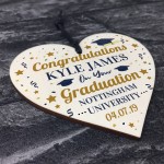 PERSONALISED Congratulations Wood Heart Graduation Leaving Gift