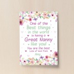 Nanny Grandma Great Nanny Birthday Christmas Gift From Granchild