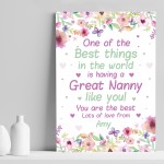 Nanny Grandma Great Nanny Birthday Christmas Gift From Granchild