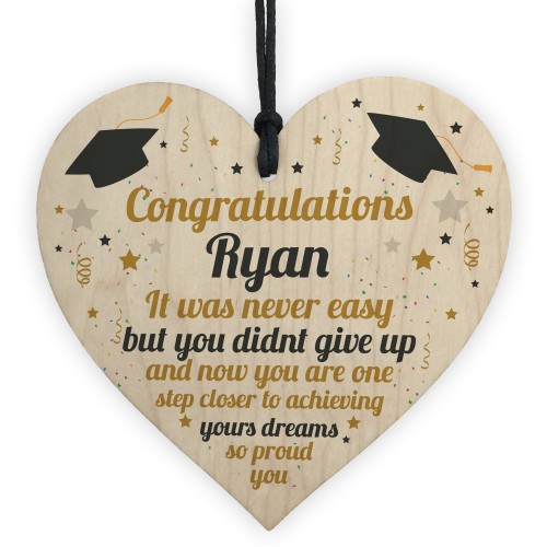 PERSONALISED Congratulations Present Graduation Gift Wood Heart 