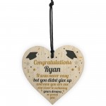 PERSONALISED Congratulations Present Graduation Gift Wood Heart 