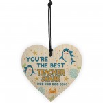 Cute Teacher Gift Wooden Heart Baby Best Teacher Gift Shark