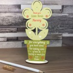 Personalised Teacher And Assistant Gift Wood Flower Leaving