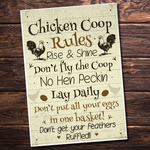 Chicken Coop Rules Funny Chicken Sign For Hen Chicken House