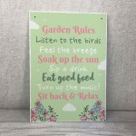 Funny Garden Rules Wall Plaque For Garden Shed Summer House