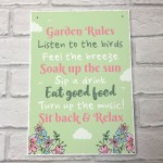 Funny Garden Rules Wall Plaque For Garden Shed Summer House