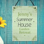 Summer House Personalised Plaque Hanging Garden Shed Sign Gift