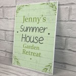 Summer House Personalised Plaque Hanging Garden Shed Sign Gift