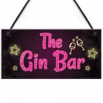 Novelty Gin Bar Sign Neon Effect Home Bar Man Cave Kitchen Sign