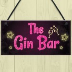 Novelty Gin Bar Sign Neon Effect Home Bar Man Cave Kitchen Sign