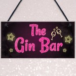 Novelty Gin Bar Sign Neon Effect Home Bar Man Cave Kitchen Sign