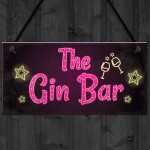Novelty Gin Bar Sign Neon Effect Home Bar Man Cave Kitchen Sign
