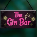 Novelty Gin Bar Sign Neon Effect Home Bar Man Cave Kitchen Sign