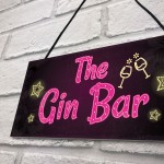 Novelty Gin Bar Sign Neon Effect Home Bar Man Cave Kitchen Sign