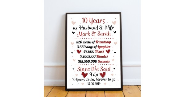 Funny 10th Wedding Anniversary Gift For Husband: I Survived 10 Years With Her Shirt, 10 Year Anniversary Shirt For The Couple - UK