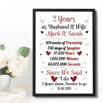 Personalised Wedding Gift 2nd Year Anniversary Husband Wife Gift