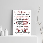 Personalised Wedding Print 25th Year Anniversary Husband Wife