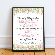 Personalised Auntie Sister Poem Print Birthday Xmas Gift