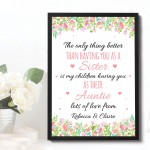 Personalised Auntie Sister Poem Print Birthday Xmas Gift