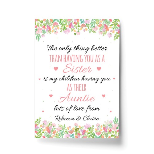 Personalised Auntie Gift Print Birthday Xmas Gift For Auntie