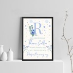 Baby Boy Christening Gift Personalised Framed Print Keepsake