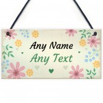 PERSONALISED Flowers Garden Plaque Any Name Text Garden Shed