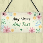 PERSONALISED Flowers Garden Plaque Any Name Text Garden Shed