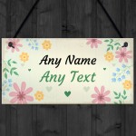 PERSONALISED Flowers Garden Plaque Any Name Text Garden Shed