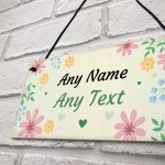 PERSONALISED Flowers Garden Plaque Any Name Text Garden Shed