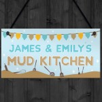 Personalised Mud Kitchen Sign Garden Outdoor Hanging Plaque