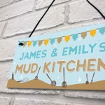 Personalised Mud Kitchen Sign Garden Outdoor Hanging Plaque