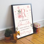 Baby Girl Christening Gift Personalised Framed Print Keepsake