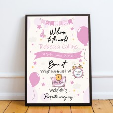 Newborn Baby Gift Baby Girl Christening Gift Baby Nursery Print