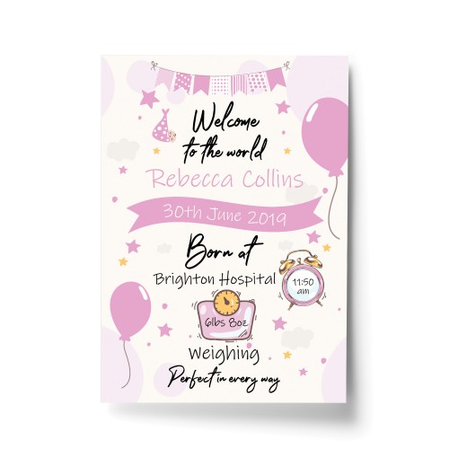 Newborn Baby Gift Baby Girl Christening Gift Print Nursery Decor