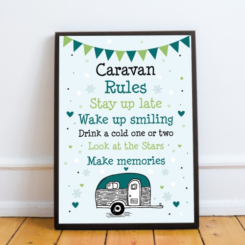 Caravan Rules Sign Novelty Caravan Sign Framed Print Retirement
