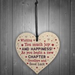 New Job Gift For Colleague Wooden Heart Leaving Good Luck Gift