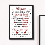 Personalised 30th Wedding Gift Framed Print 30th Anniversary