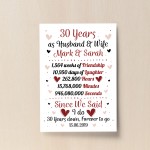 Personalised 30th Wedding Gift Print 30th Anniversary Husband