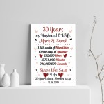 Personalised 30th Wedding Gift Print 30th Anniversary Husband