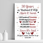 Personalised 30th Wedding Gift Print 30th Anniversary Husband