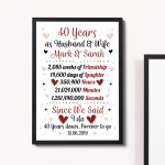 Personalised 40th Wedding Gift Framed Print 40th Anniversary