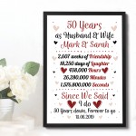 Personalised 50th Wedding Gift Framed Print 50th Anniversary