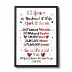 Personalised 50th Wedding Gift Framed Print 50th Anniversary