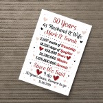 Personalised 50th Wedding Gift Print 50th Anniversary Husband